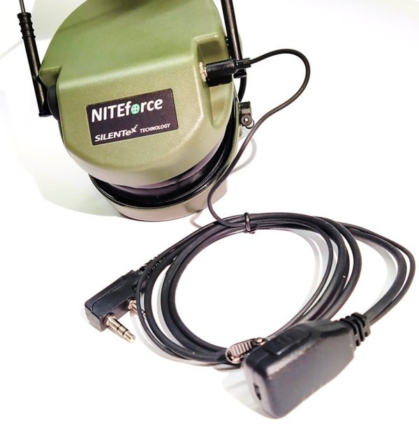 VHF Mikrofoni audiovälijohto Silenta Milcom Natural ja NITEforce kuulosuojiin